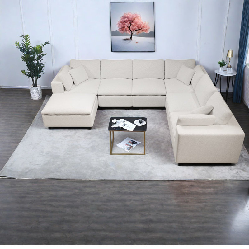Canapés modulaires spacieux, rembourrés de mousse de qualité supérieure, style contemporain pour le salon