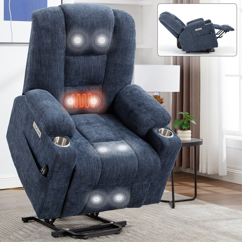Grand fauteuil de massage inclinable Power Lift, Bleu