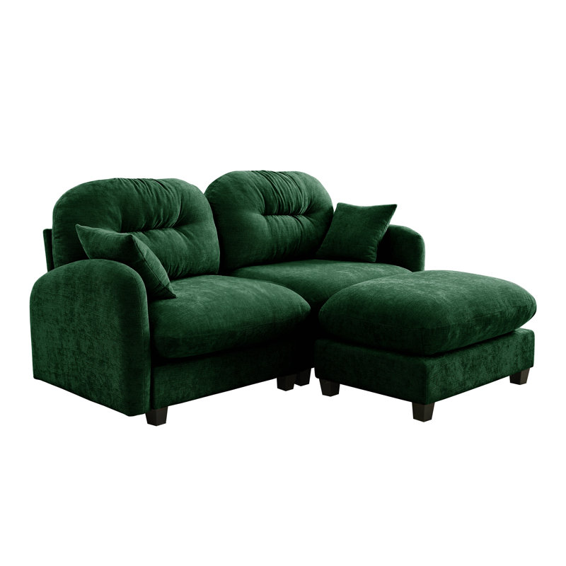 Canapé modulaire en L avec repose-pieds Cloud, Vert
