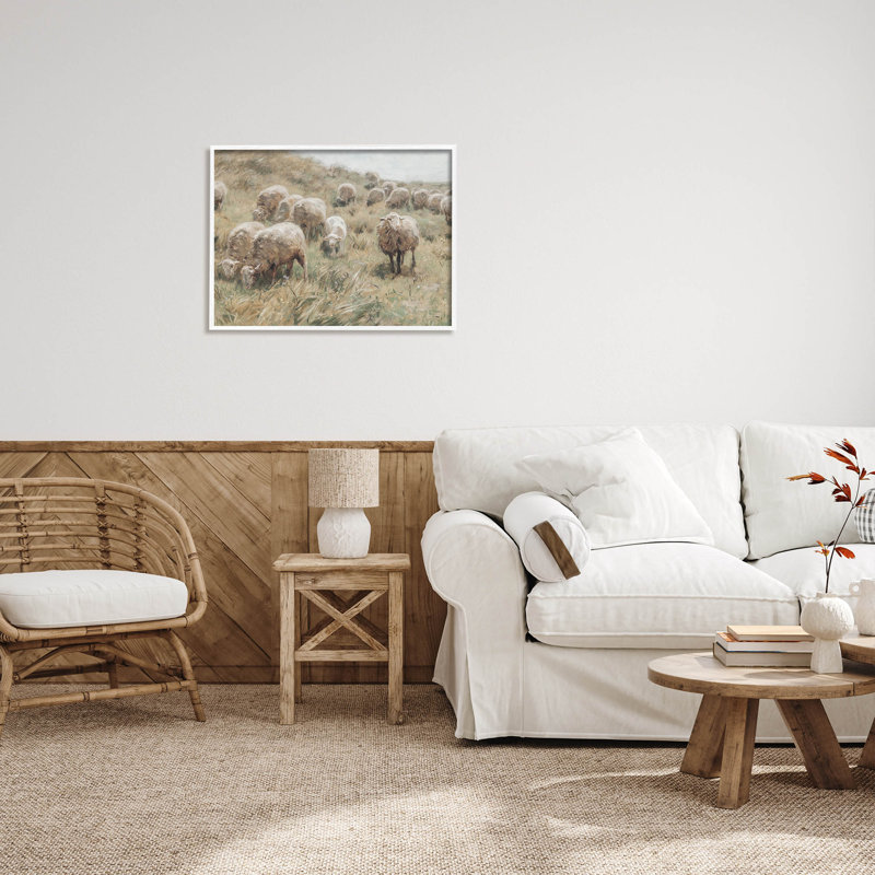 Art de giclée champêtre, H 24 po x l 30 po x P 1,5 po, Giclée encadrée blanc bord de mer
