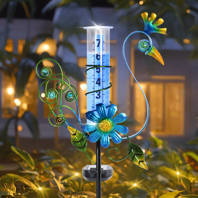 Pluviomètre solaire, pluviomètre anti-rouille avec lumières à DEL pour les cours, les chemins et les jardins, décoration extérieure