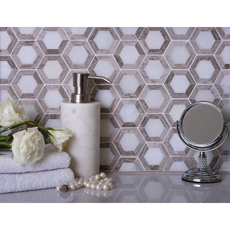 Heritage 2 in. x 2 in. Honeycomb Polished Marble Tile