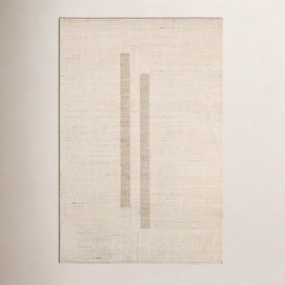 Nona Ivory Tan Hand-Woven Striped Rug