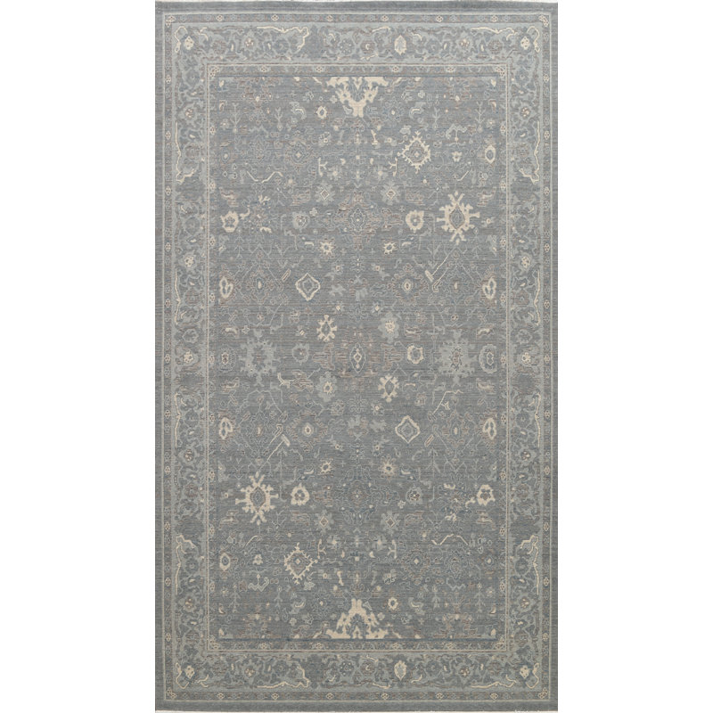 Tapis décoratif gris en laine oriental