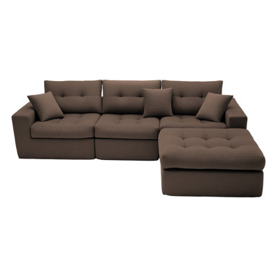 Compression Sectionals Corduroy L Shaped Modern Chaise For Home Living