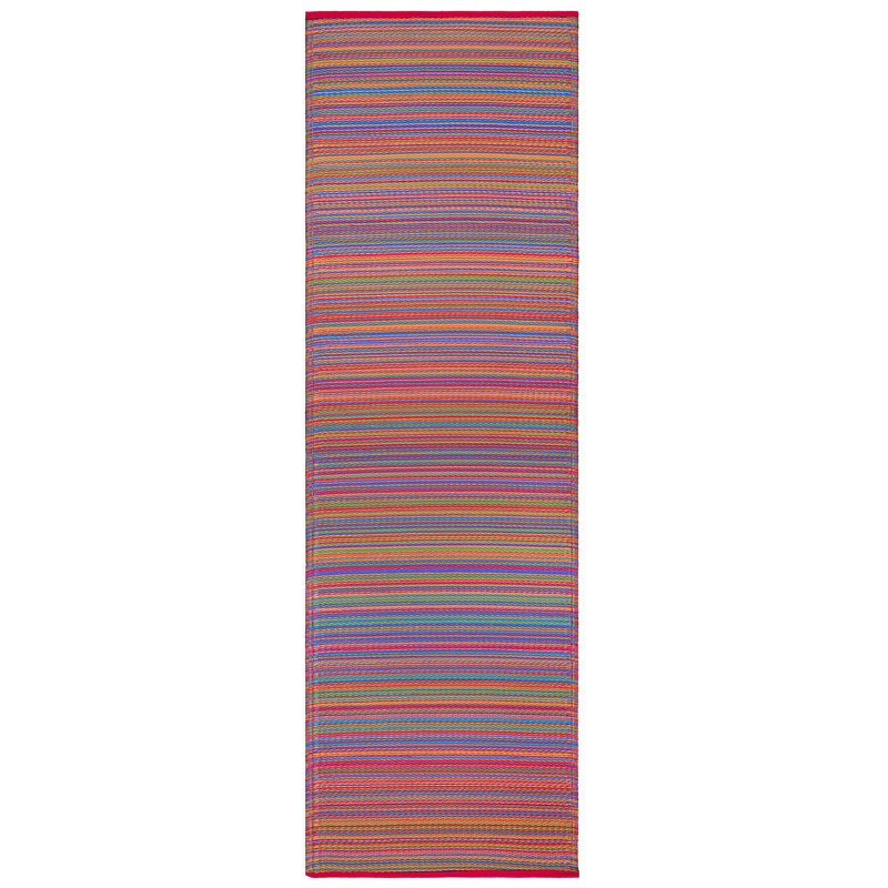 Tapis d'extérieur imperméable en plastique Amyree, Cancun - multicolore, Tapis de couloir 2 pi 6 po x 8 pi