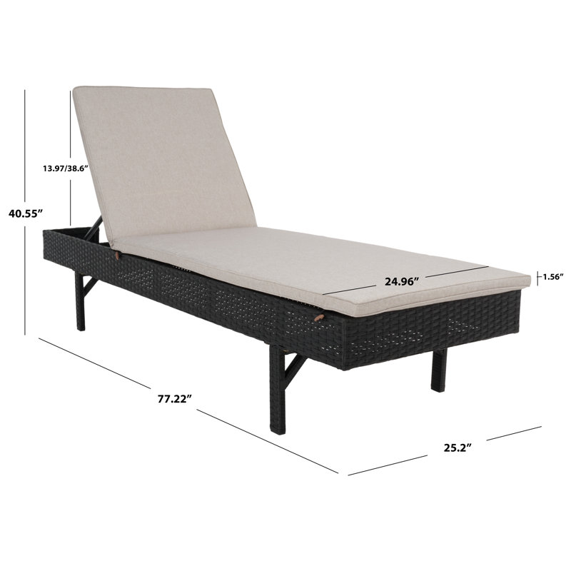 Chaise longue inclinable avec coussins Esmai, Structure noir / coussin gris clair