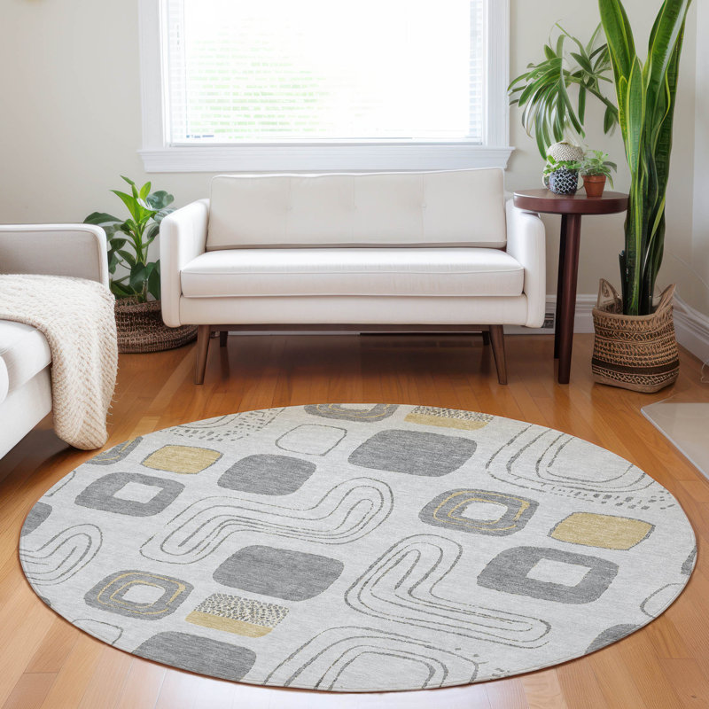 Tapis intérieur / extérieur gris Aelira, 8 pi x 8 pi