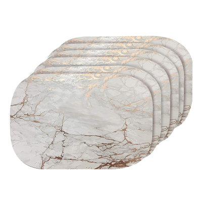 Placemats Dining Table Mat Table Decor Washable Non Slip Marble Oval 12 X 18