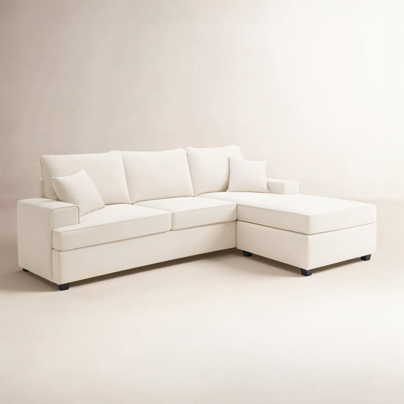 Alden 100" W Reversible Sectional with Down-Filled Cushions, Cream