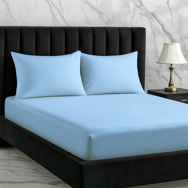 Machine Woven Fitted Sheet, Blue, Kingsize (5')