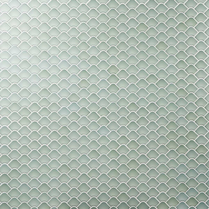 Suki 2x3 Fish Scale Matte Glass Mosaic Tile, Green