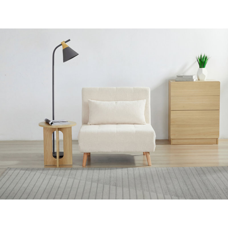 Modern Convertible Sofa Bed, Solid Pine Wood Frame & Skin-Friendly Sage Fabric, High-Resilience Sponge, Daybed for Living Room, Guest Room, Apartment
