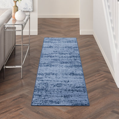 Machine Woven Chenille Indoor/Outdoor Area Rug in Blue/Denim