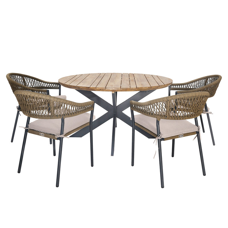 Aderonke Rope Weave 4 Seat Round Dining Set- 140cm Dia