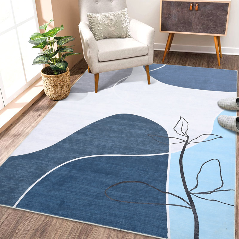 Hubey Washable Floral Indoor Rug, Rectangle 8' x 10'