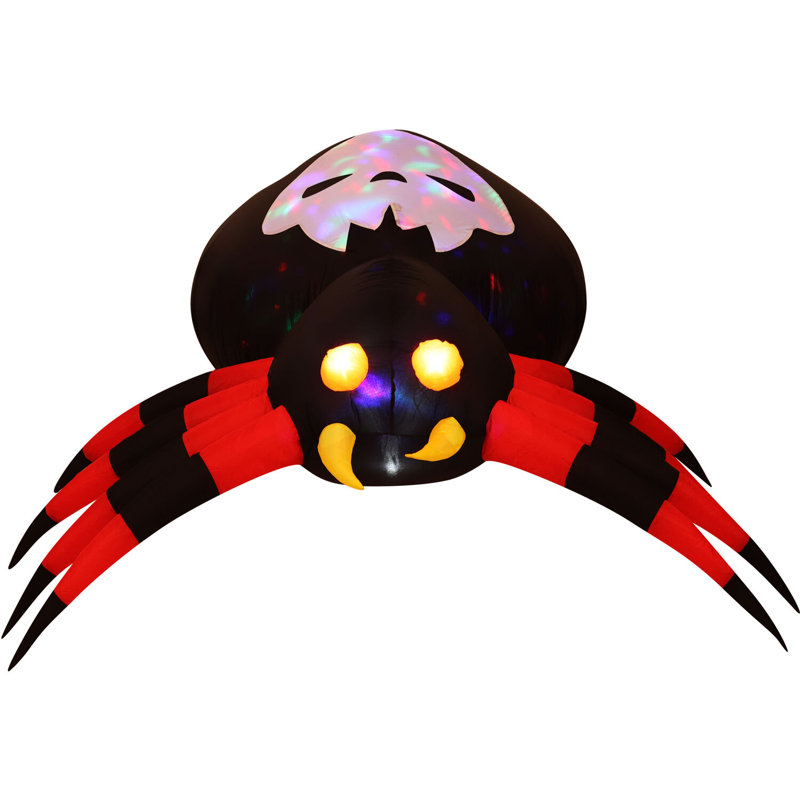 5.9-Ft. Wide Inflatable Black and Red Spider with Multi-Colour Disco Lights