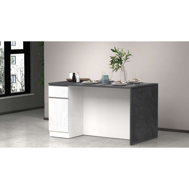 Caymitte Wood Kitchen Island, White/Grey