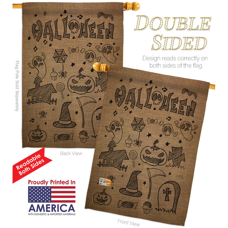 Double Sided 40 in. H x 28 in. W Polyester Halloween Flag set