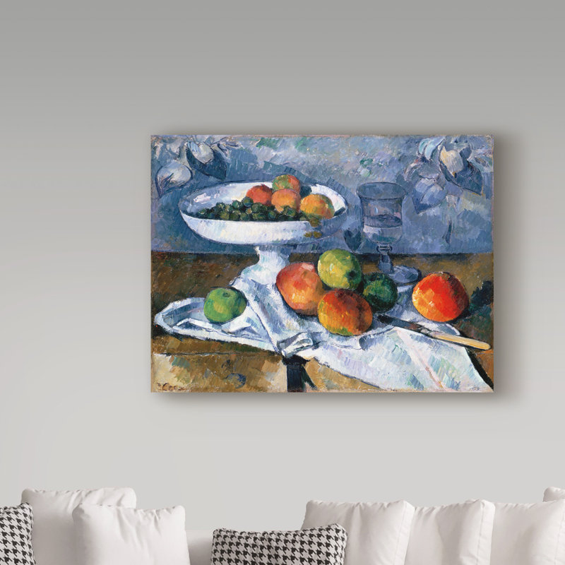 «Still Life with Fruit vaisselle» par Paul Cezanne, reproduction de peinture à l'huile sur toile tendue