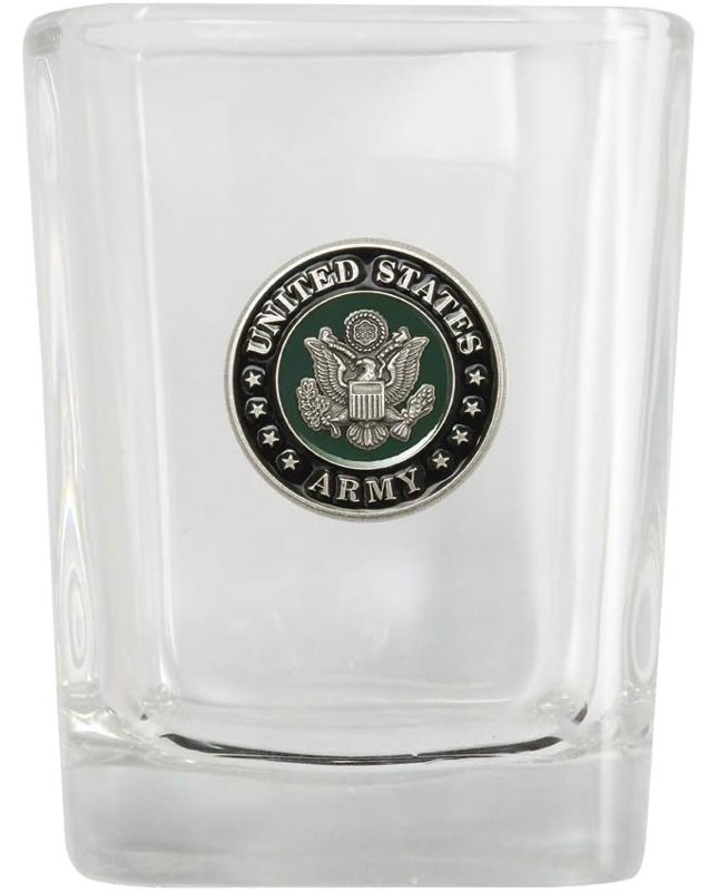 Verre à liqueur carré avec emblème de l'émail des États-Unis