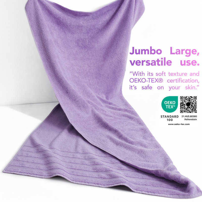 Darcelle 100% Cotton 35x70 Jumbo Large Bath Sheet, Lilac