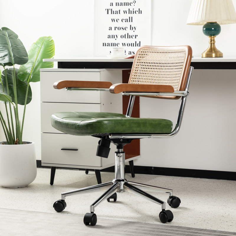 Chaise de bureau en cuir Carli, Vert