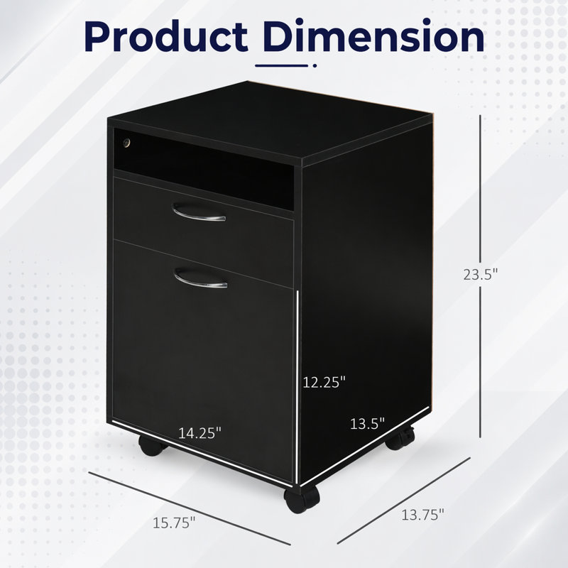 Mobile Storage Cabinet Organizer With Drawer And Cabinet, Printer Stand With Castors,, Black