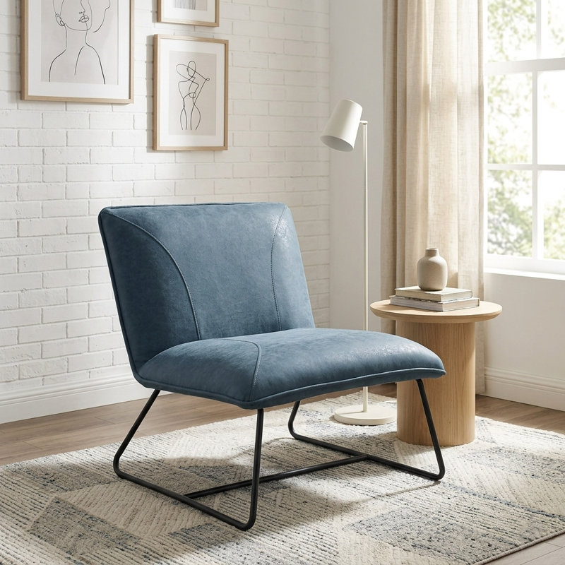 Fauteuil de chambre de 28,3 po de largeur Avenly, Bleu acier