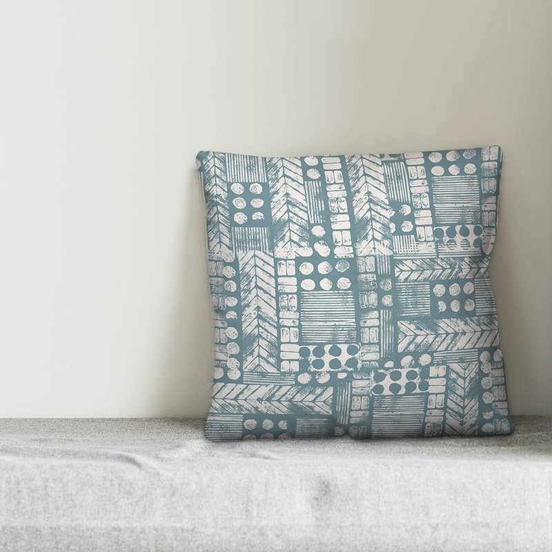 Throw Pillow, 16" x 16", Blue/White Geometric 2