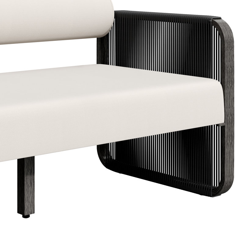 Causeuse d'extérieur en aluminium et PEHD avec coussins Sunbrella, Noir, noir, noir, noir