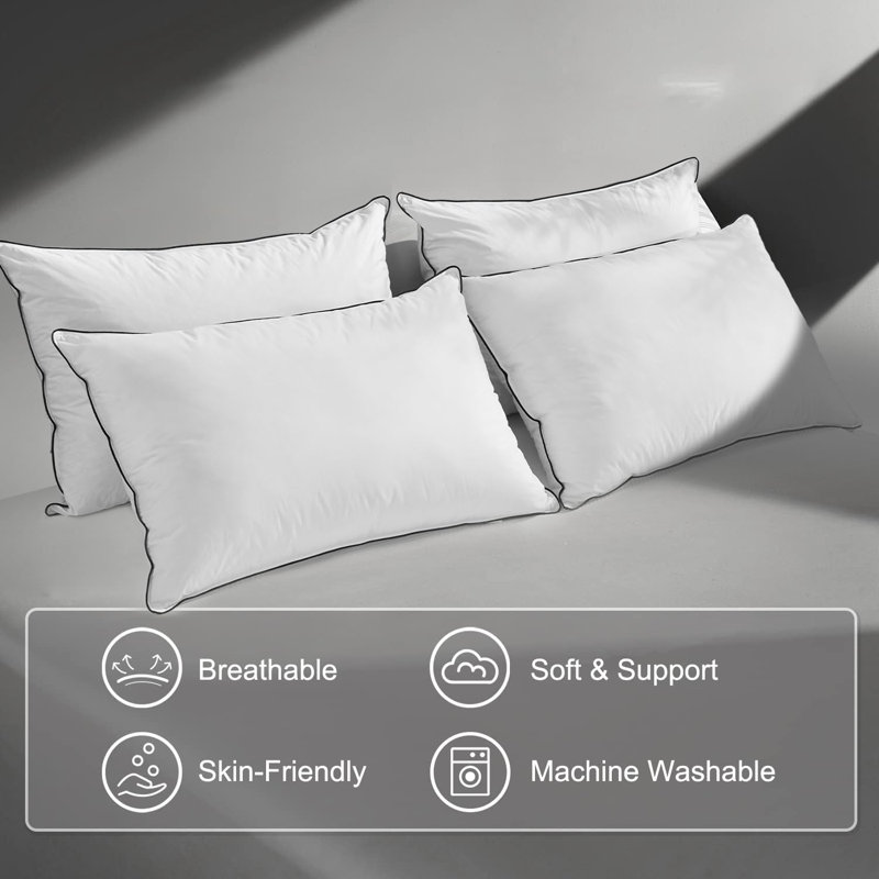 Sleeping Goose Down Plush Support Pillow (Set of 2), King Pillow: 20" x 36"