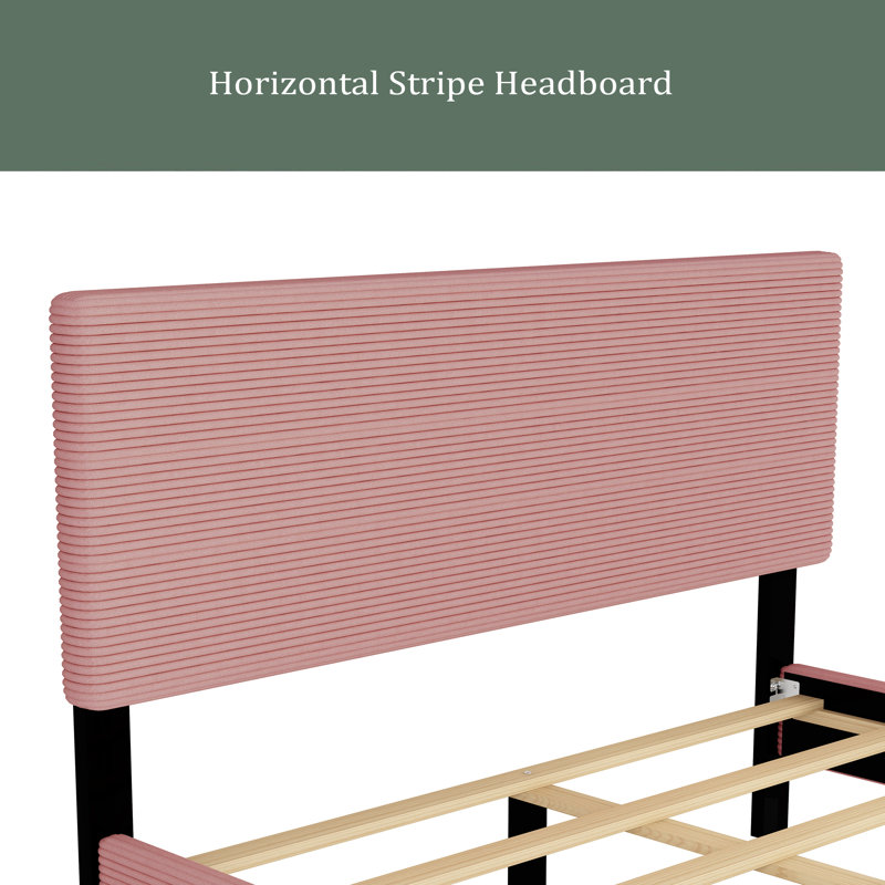 Bernesha Upholstered Platform Bed, Pink
