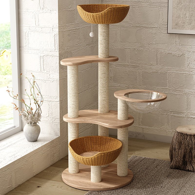 Arbre à chat 5 niveaux avec condons pour chat, perchoir, poteaux à griffer