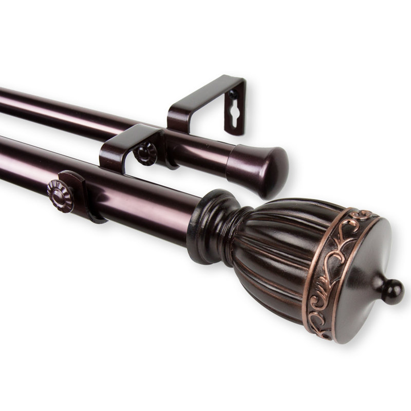 Tringle à rideaux double ajustable Talbot, 48 po à 84 po, Bronze