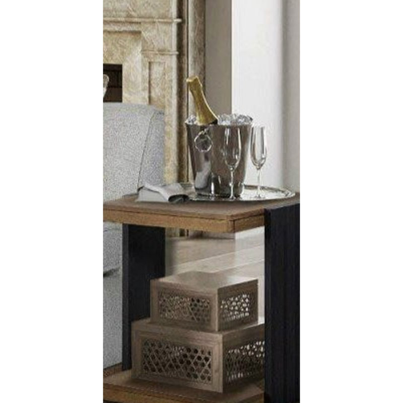 Stylish Channel Chairside Table, Veneers, Modern Design With Storage Shelf, 24 In. Width X 18 Depth 22 Height Contemporary Side Table Feature, Solid Wood + ,