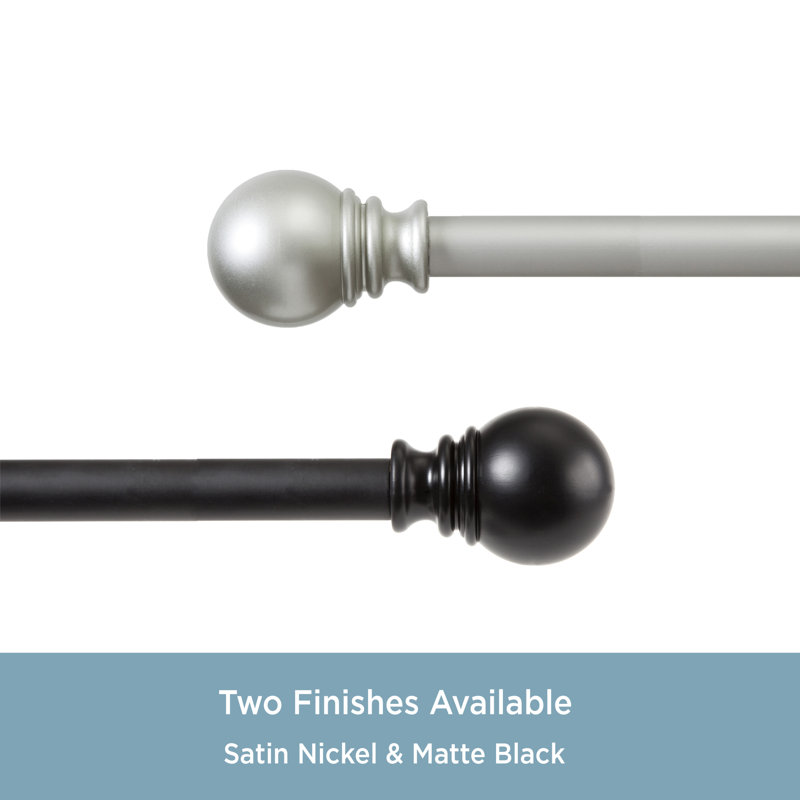 Layla Matte Black Adjustable Curtain Rod with Ball Finials