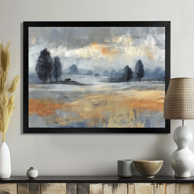 «Golden Path In The France Countryside», art mural sur toile, abstrait gris