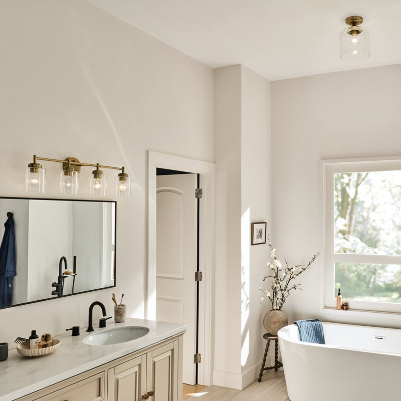 Winslow Natural Brass Semi-Flush Mount with Clear Seeded Glass