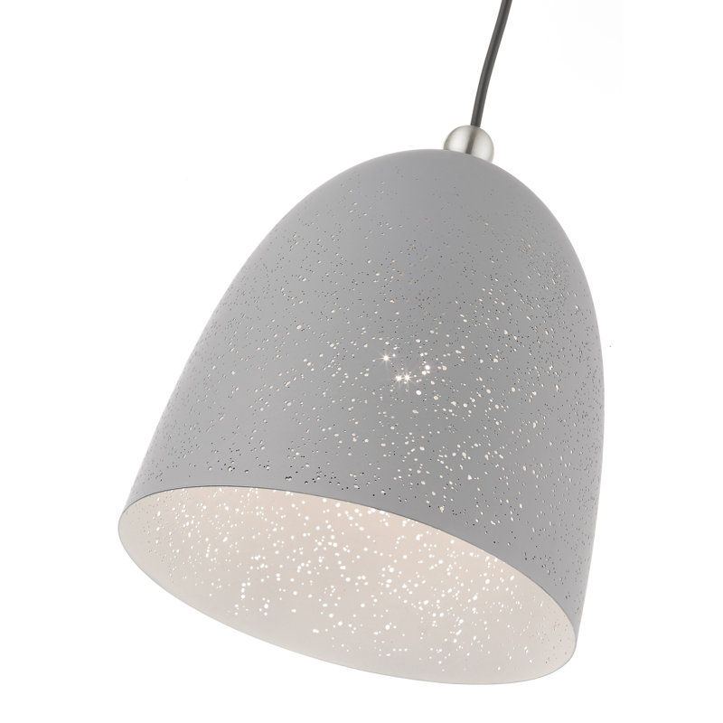 Luminaire suspendu en forme de dôme à 1 lumière Ashkon, Gris nordique, H 80 po x l 9,5 po x P 9,5 po