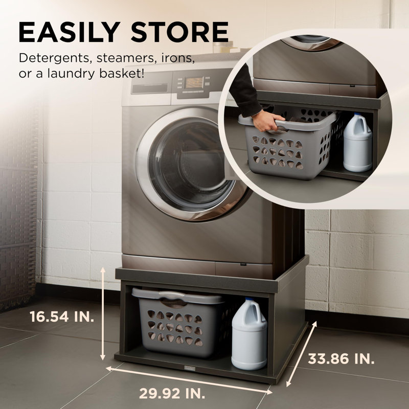 Caisson à linge ivoire en bois (gris anthracite) pour laveuse et sécheuse, ajustement universel 33,86 po x 29,92 po - 1 paquet