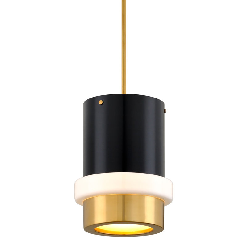Beckenham 1 - Light Single Cylinder Pendant, 15.5" H x 11" W x 11" D, Brass/Black