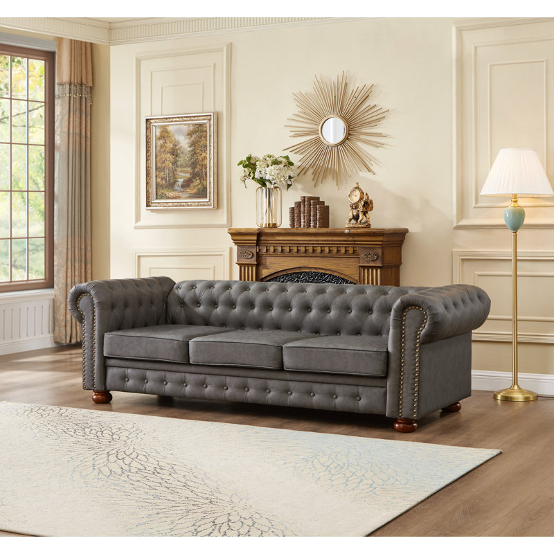 Canapé 88,5 po Chesterfield, Gris
