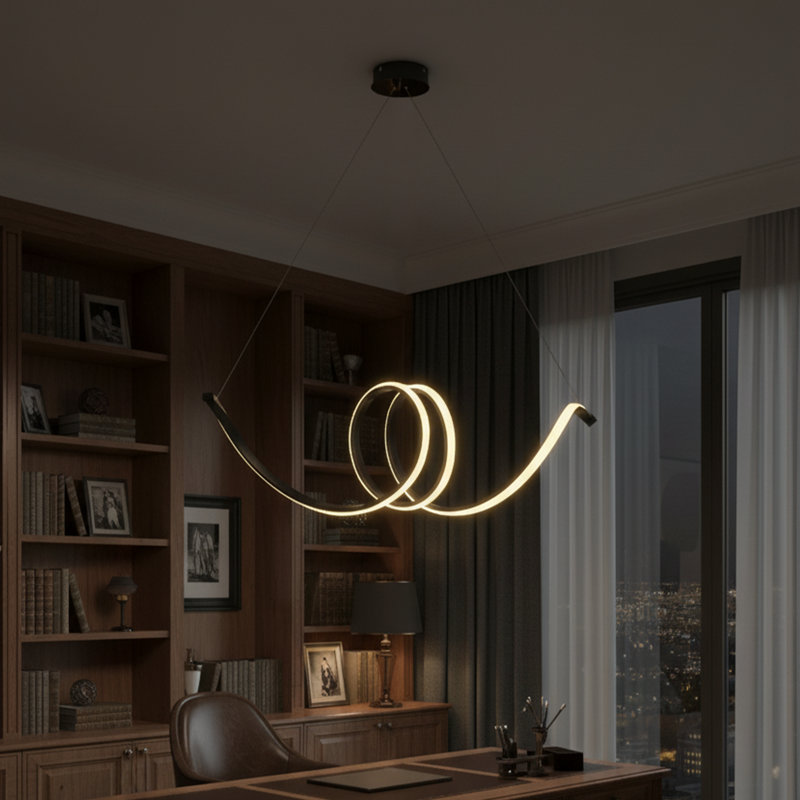 Adjustable Height Infinity Loop 4500/6500K LED Chandelier, Black