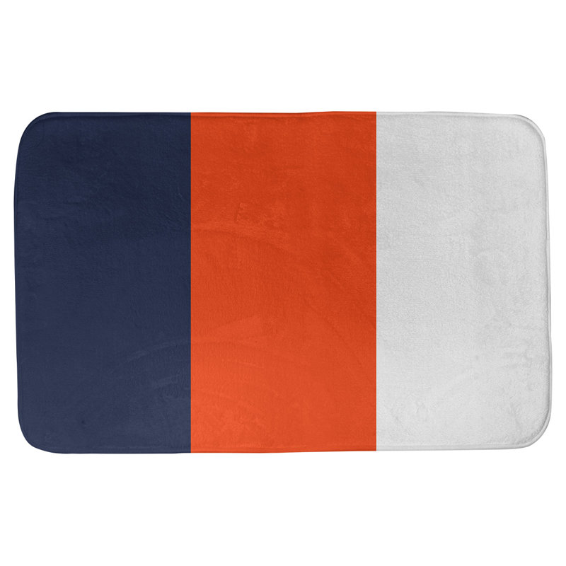 Memory Foam Non-Slip Bath Rug, 21" W x 34" L, Arizona , White/Blue Middle
