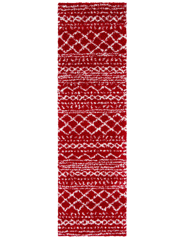 Develin Performance Chevron Rug, Runner 2'3" x 8', Red/Ivory