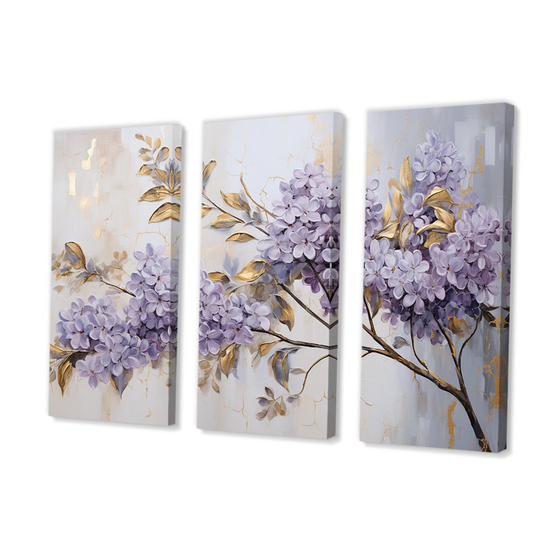 Pastel Lilac Dreams I - Ensemble de décorations murales lilas, H 40 po x l 60 po x P 1 po