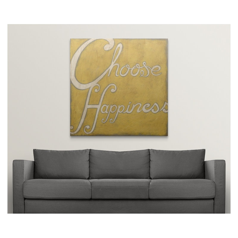 Gelilah, art textuel «Choisir le bonheur», H 35 po x l 35 po x 1,5 po, Toile