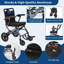 Fauteuil roulant compact pliant - Fauteuil de transport léger en aluminium absorbant les chocs