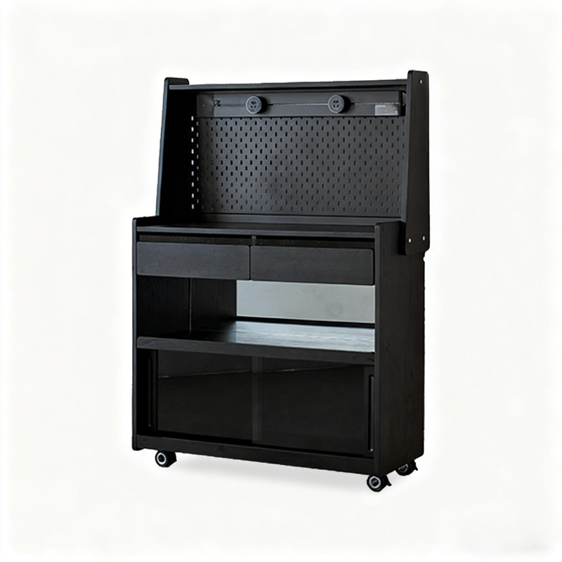 35.5-inch Solid Carbonized Ash Wood Pantry Cabinet